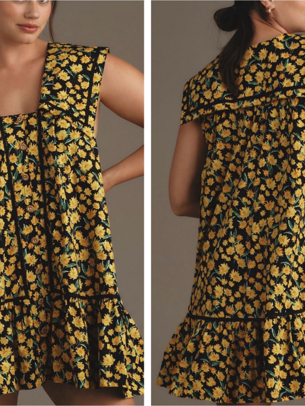 Anthropologie Maeve Collared Floral Poplin Swing Mini Dress, Size 1X